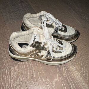 CHANEL Gold and Cream Women's Sneakers